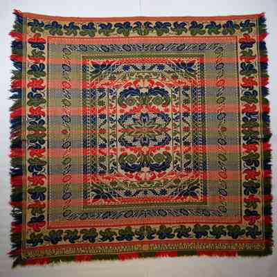 Pennsylvania coverlet; tied half doublecloth; John Glassley