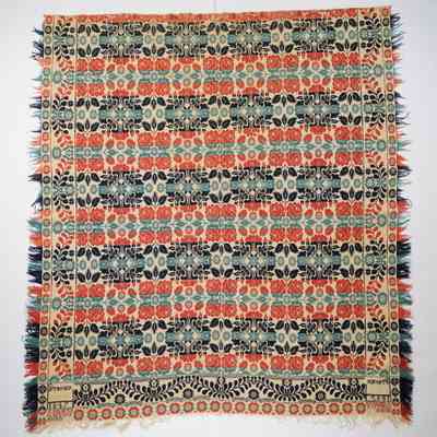 Pennsylvania coverlet; half doublecloth; J. Shafer 1847