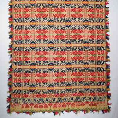 Pennsylvania coverlet; tied half doublecloth; Peter Seibert