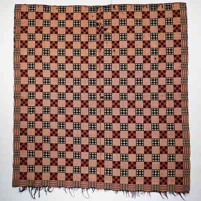 Geometric coverlet; doublecloth