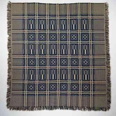 Geometric coverlet; doublecloth