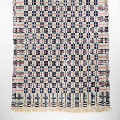 Geometric coverlet, tied beiderwand