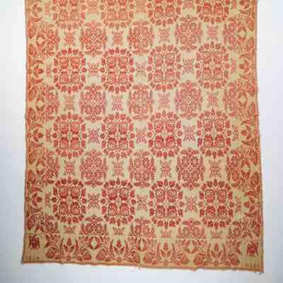 New York coverlet; tied half doublecloth; 1840