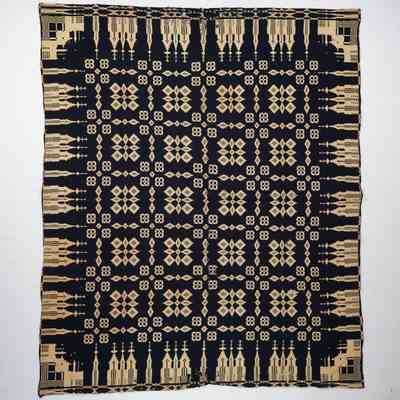 Geometric coverlet; doublecloth
