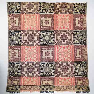 Ohio coverlet; tied half doublecloth; William Lunn