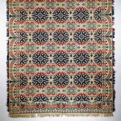 Ohio coverlet by Ernst Gwytsh, 1846, tied beiderwand