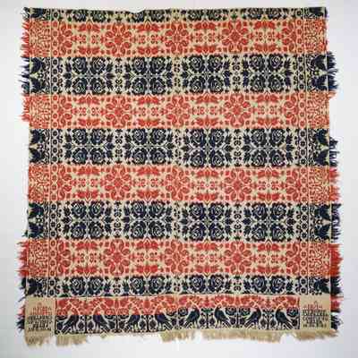 Ohio coverlet; tied half doublecloth; Peter Colman 1851