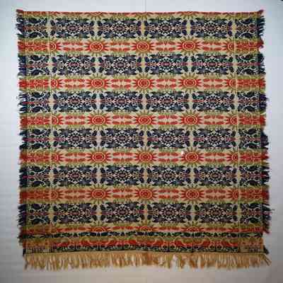 Pennsylvania coverlet; tied half doublecloth; William S. Mellinger 1840