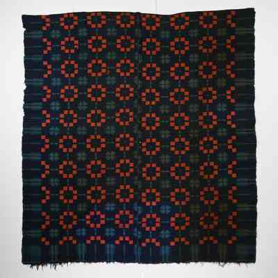 Geometric coverlet; doublecloth