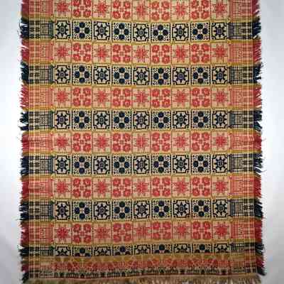 Pennsylvania coverlet by Peter Diller for Barbara Goodyear, 1846, tied beiderwand