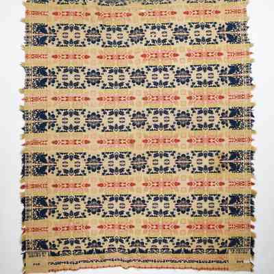 Pennsylvania coverlet by Henry Overholt for Elisabeth Frick, 1841, tied beiderwand