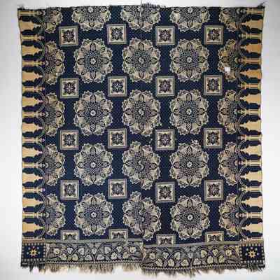 Indiana coverlet by Samuel Stinger, 1854, doubleweave