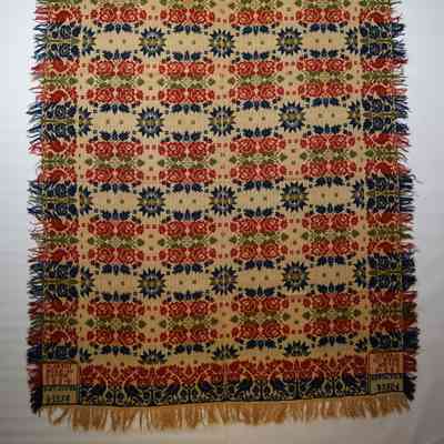 Pennsylvania coverlet; tied half doublecloth; Martin Hoke 1834