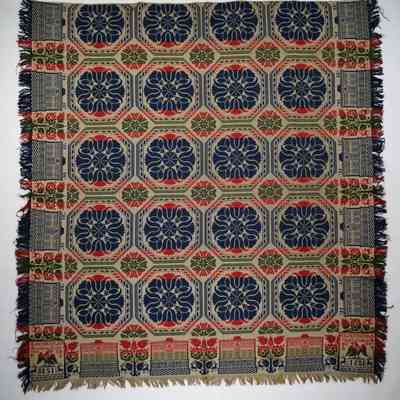 Pennsylvania coverlet; tied half doublecloth; Samuel Schrefler 1851