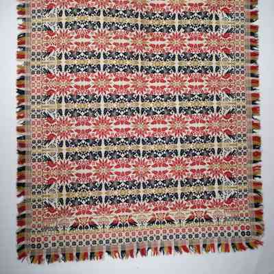 Pennsylvania coverlet; tied half doublecloth; John Kaufman 1844