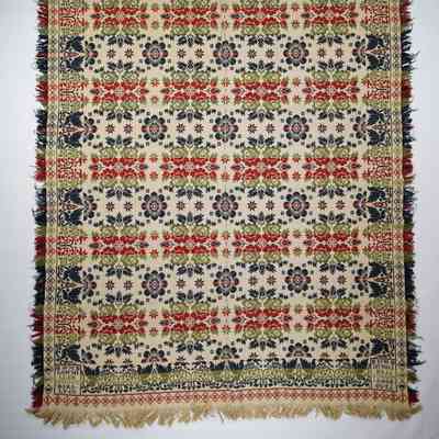 Pennsylvania coverlet; tied half doublecloth; William Lowmiller 1842