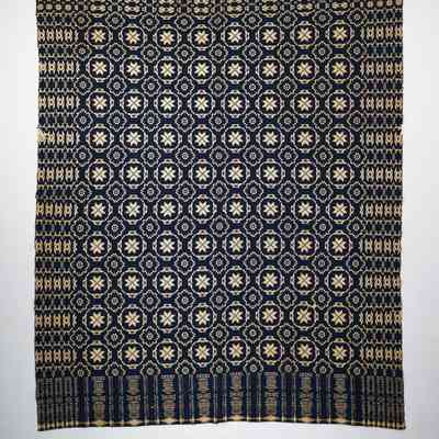 Geometric coverlet; doublecloth