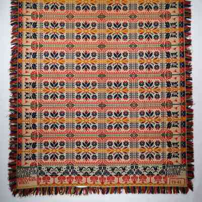 Pennsylvania coverlet; tied half doublecloth; John Dorword 1841