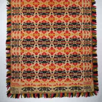 Pennsylvania coverlet; tied half doublecloth; Solomon Kuter 1840