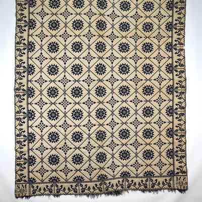 Indiana coverlet by David Isaac Grave for S.M., 1837, doubleweave