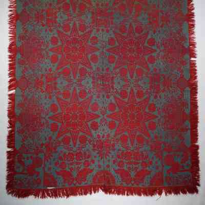 Pennsylvania coverlet; tied half doublecloth; Henry Oberly