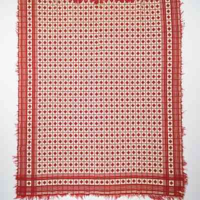 Geometric coverlet; doublecloth
