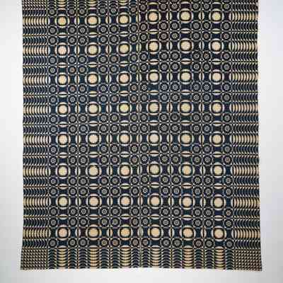 Geometric coverlet; doublecloth