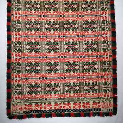 Pennsylvania coverlet; tied half doublecloth; Jacob Mosher Hausman 1844