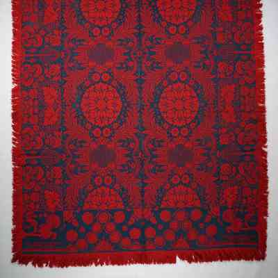 Pennsylvania coverlet; tied half doublecloth; Henry Oberly