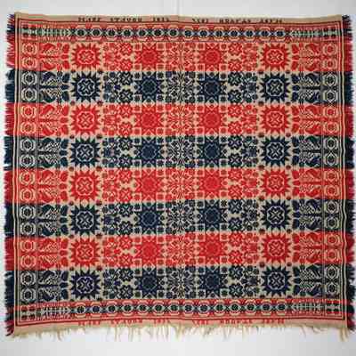 Coverlet; tied half doublecloth; Daniel Baker 1837