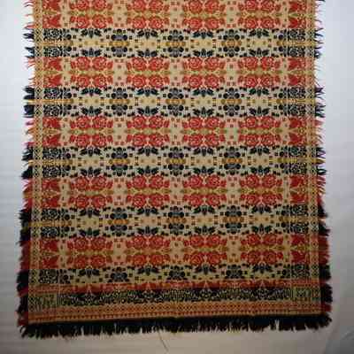 Pennsylvania coverlet; tied half doublecloth; Henry Brehm 1834