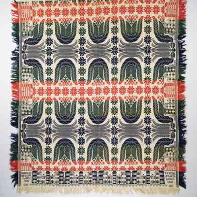 Ohio coverlet; tied half doublecloth; F. E. Hesse 1862