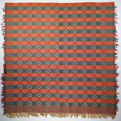 Geometric coverlet; block twill