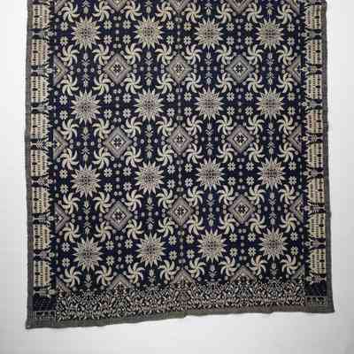 New York coverlet; tied half doublecloth; L. A. S. 1840