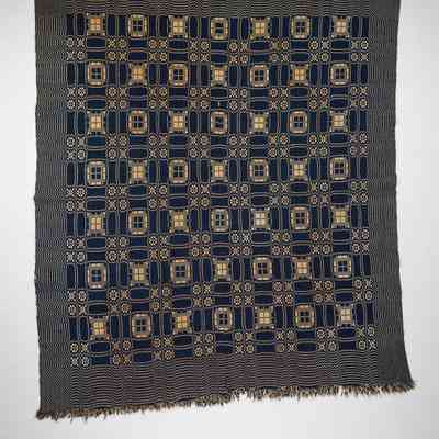 Geometric coverlet; doublecloth