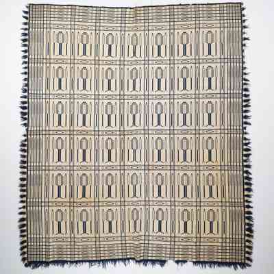 Geometric coverlet; doublecloth