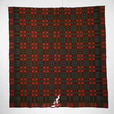 Geometric coverlet; doublecloth