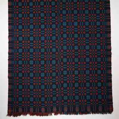 Geometric coverlet; doublecloth