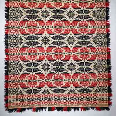 Pennsylvania coverlet; tied half doublecloth; David Brown 1840
