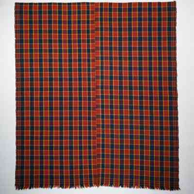 Geometric coverlet; plainweave