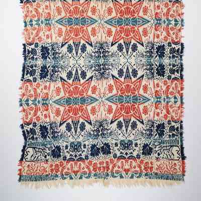 Pennsylvania coverlet; tied half doublecloth; Ignatz Brand 1847
