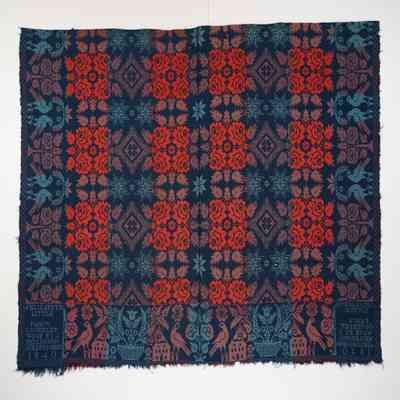 Ohio coverlet; doublecloth; J. Heilbronn 1840