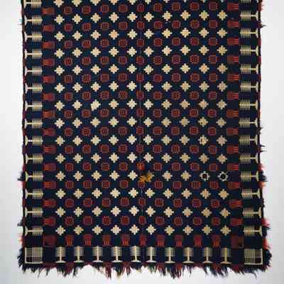 Geometric coverlet; doublecloth