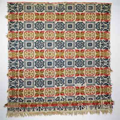 Ohio coverlet; tied half doublecloth; 1847