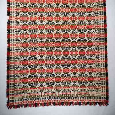 Pennsylvania coverlet; tied half doublecloth; Samuel B. Musselman 1849