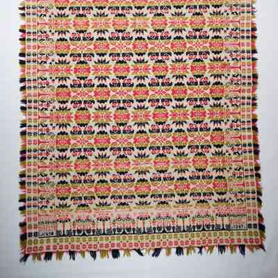 Pennsylvania coverlet; tied half doublecloth; Samuel B. Musselman 1847