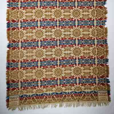 Pennsylvania coverlet; tied half doublecloth; Emanuel Meily 1835