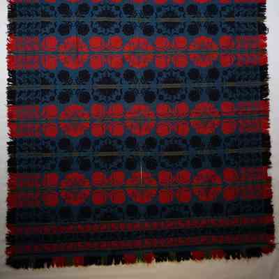 Pennsylvania coverlet; tied half doublecloth; 1852