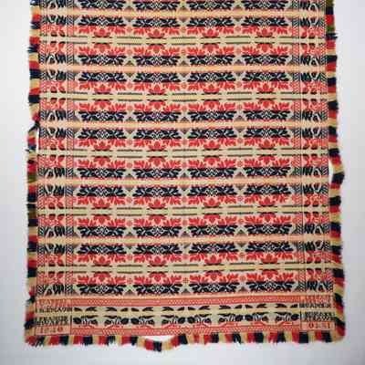 Pennsylvania coverlet; tied half doublecloth; Thomas Weber 1840