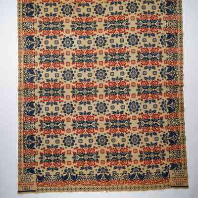 Pennsylvania coverlet; tied half doublecloth; David Ingham 1868
